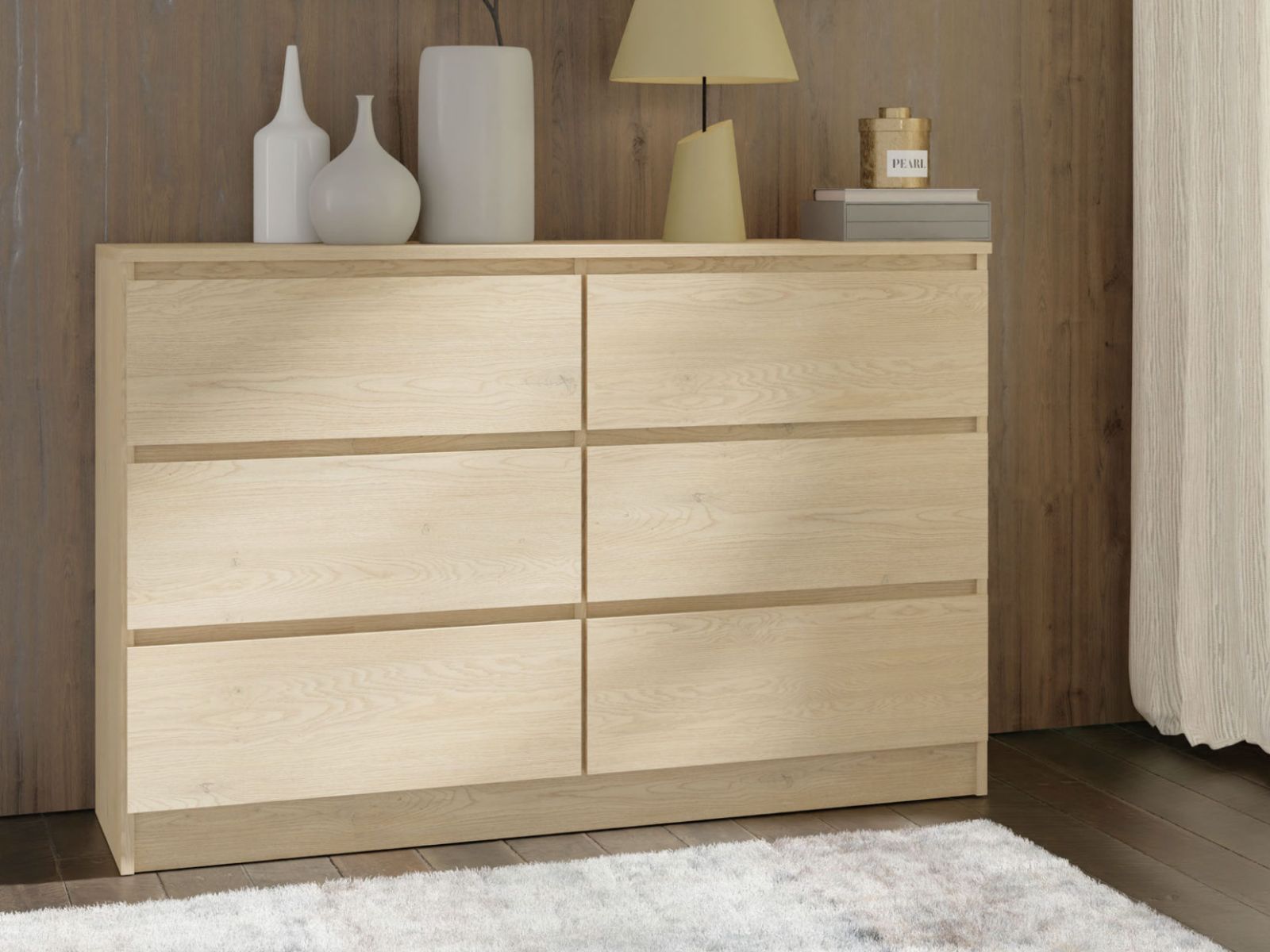 Commode MAJDA 6 tiroirs sonoma