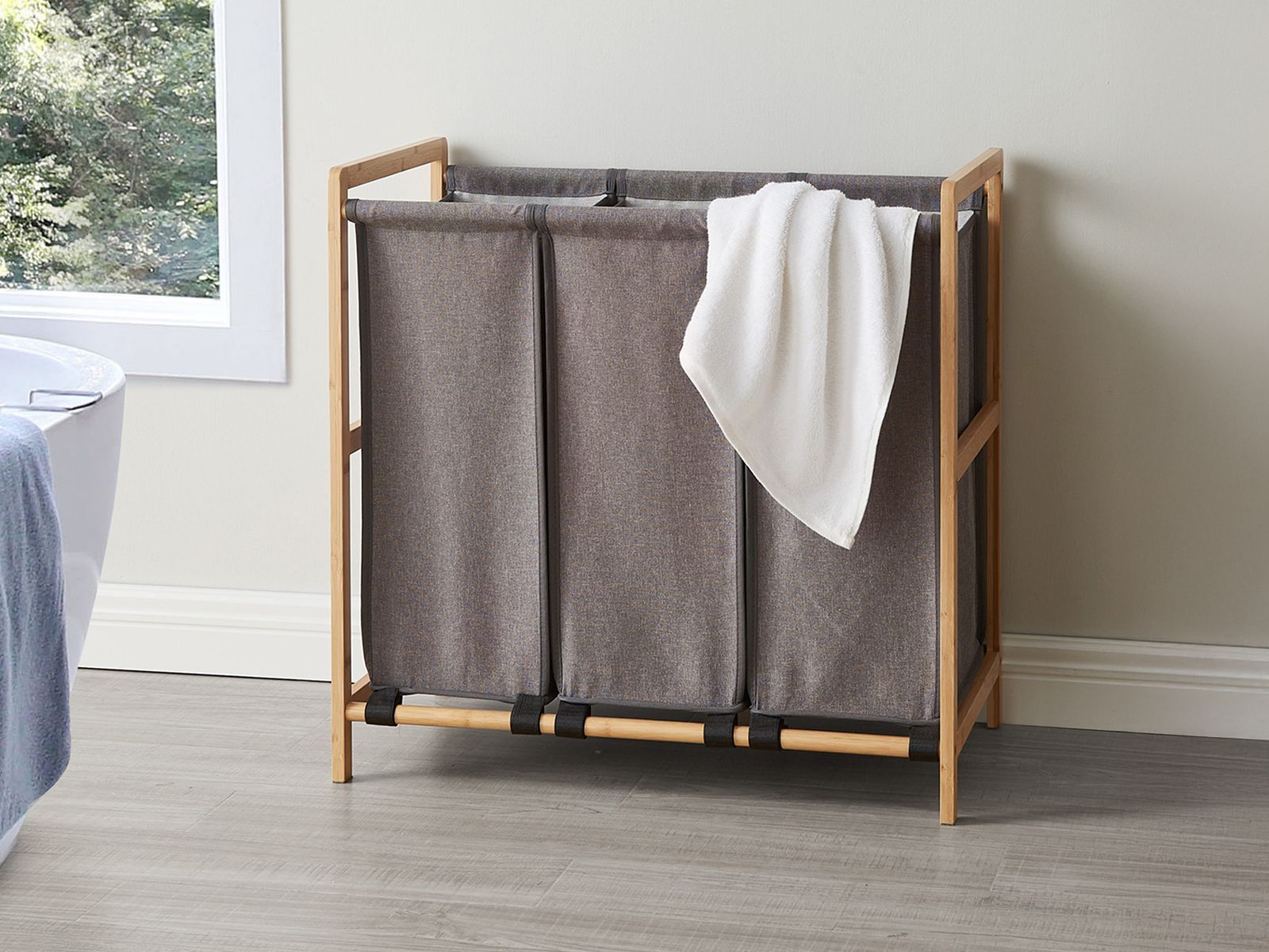 Trieur à linge WASHING 3 compartiments gris