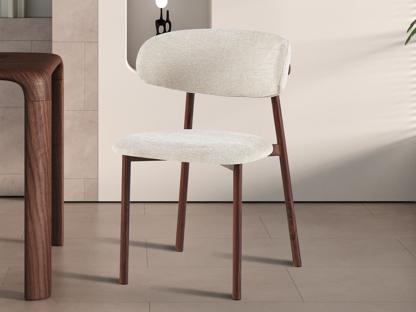 Chaise COCOTE noyer tissu beige