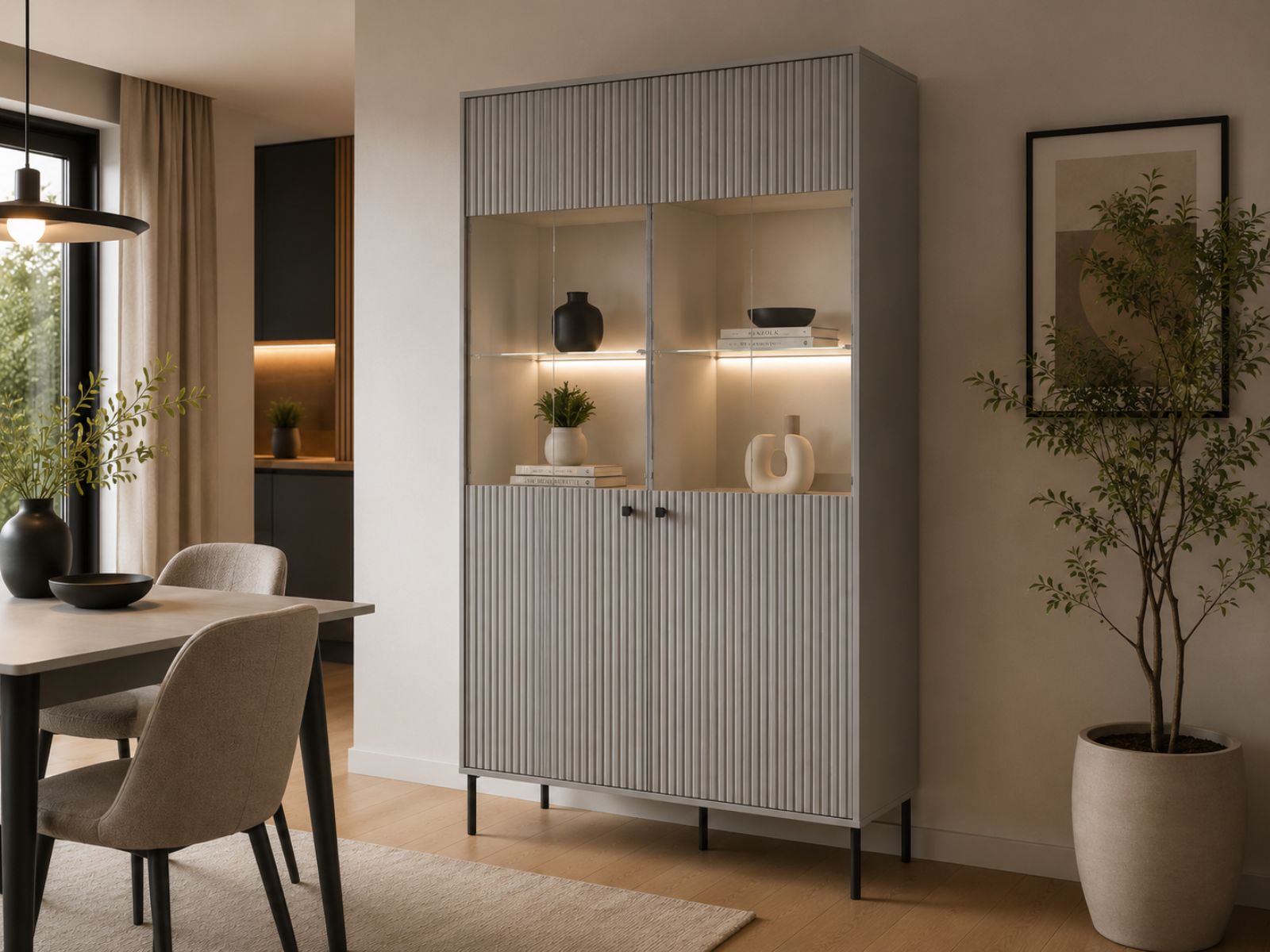 Vitrine IRELIA 2 portes gris