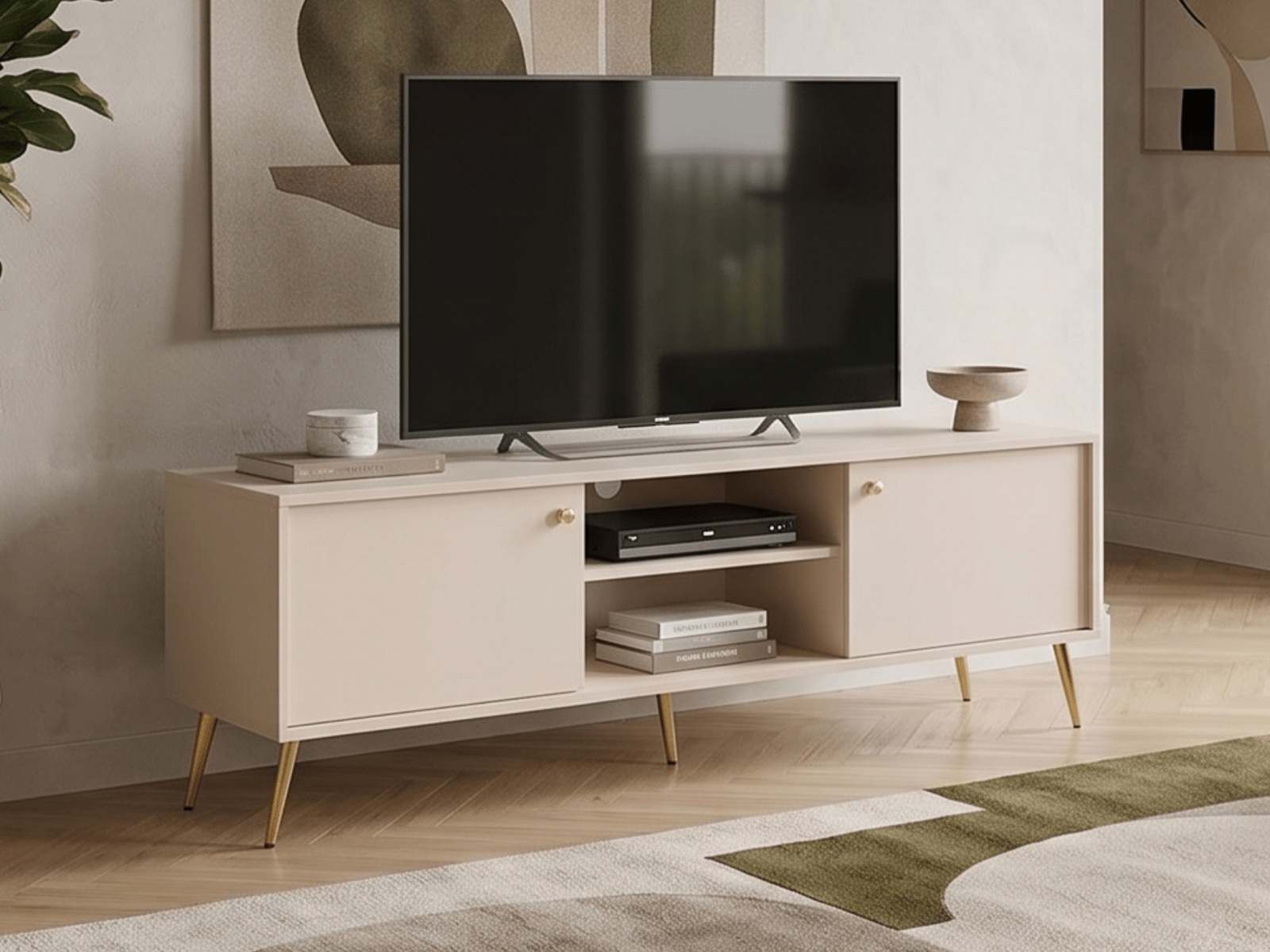 Meuble tv-hifi ROSSE 2 portes 156 cm cachemire