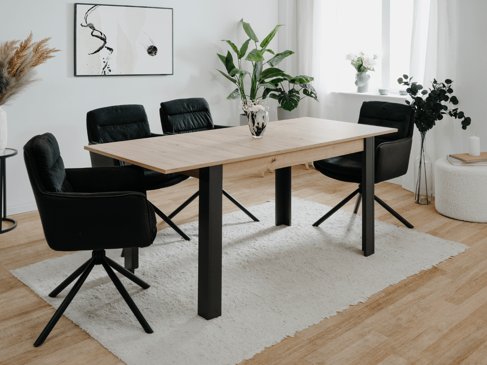 Table repas extensible TOMAKA 100 > 150 cm chêne artisan