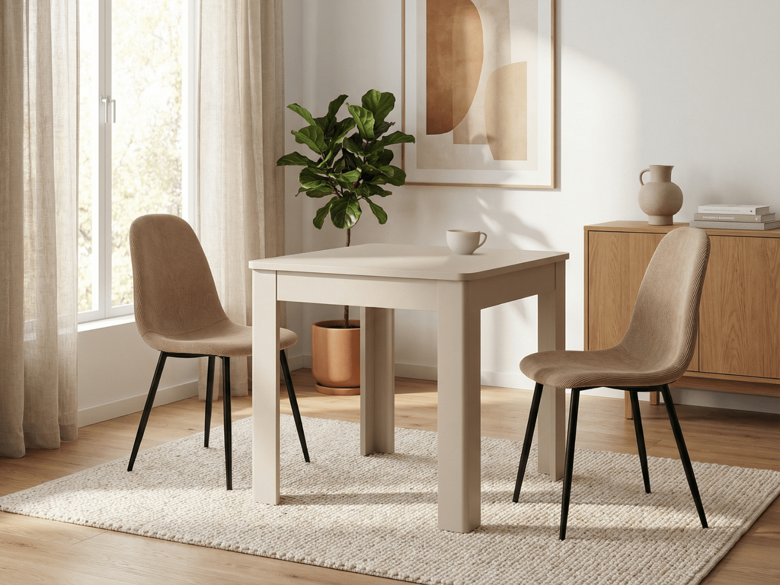 Table repas OSBORNE 80x80cm cachemire avec tiroir