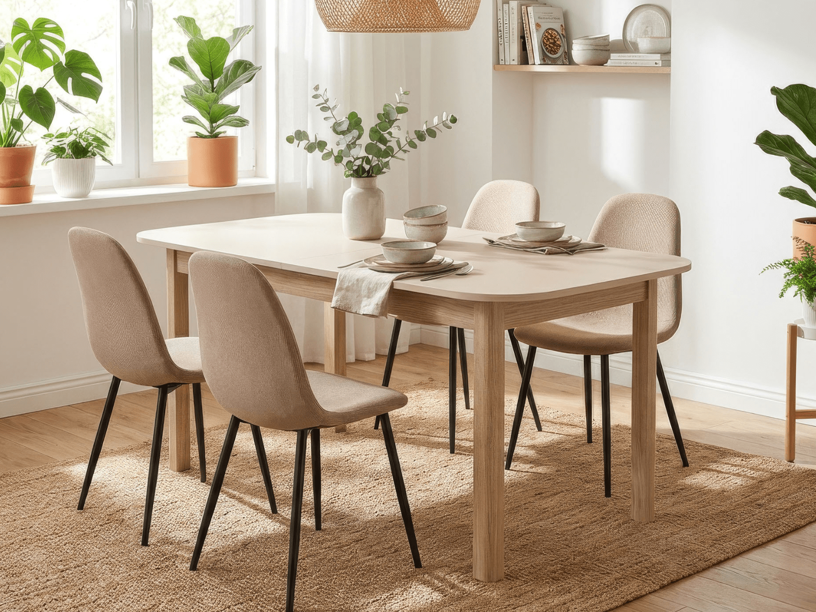 Table repas extensible SAMASSA 160 > 200 cm cachemire/chêne