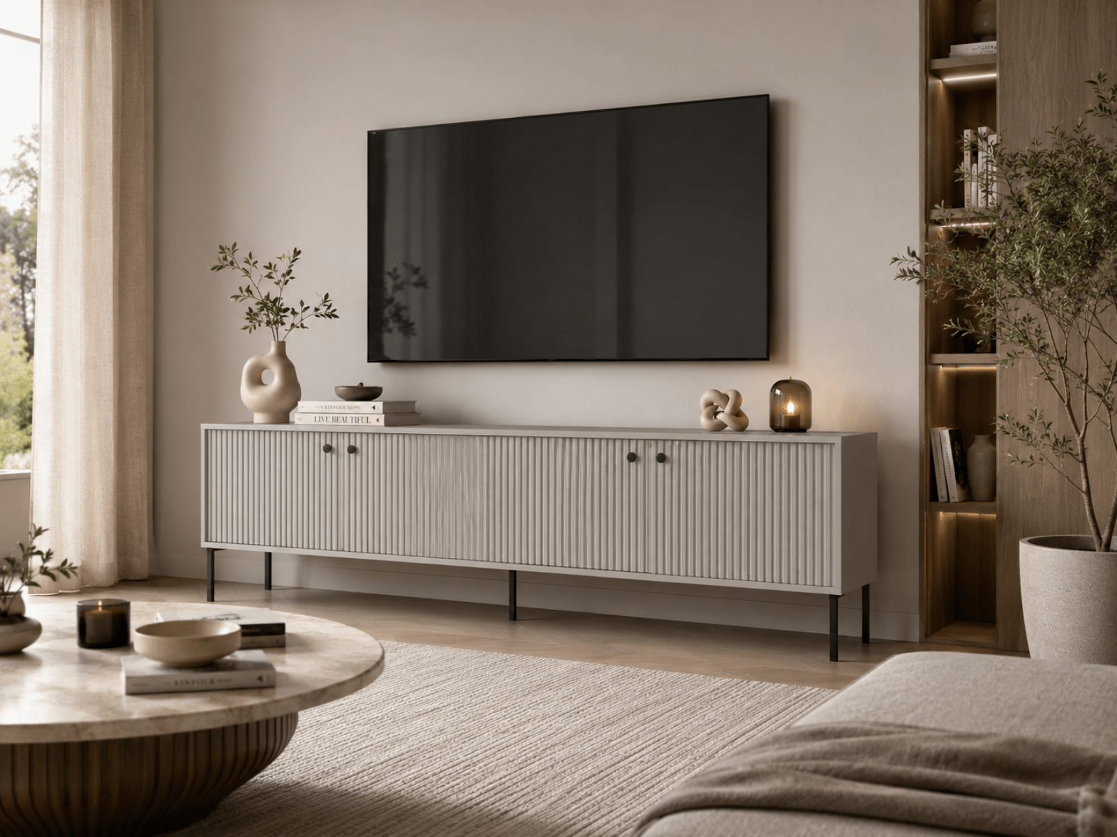 Meuble tv-hifi IRELIA 4 portes gris