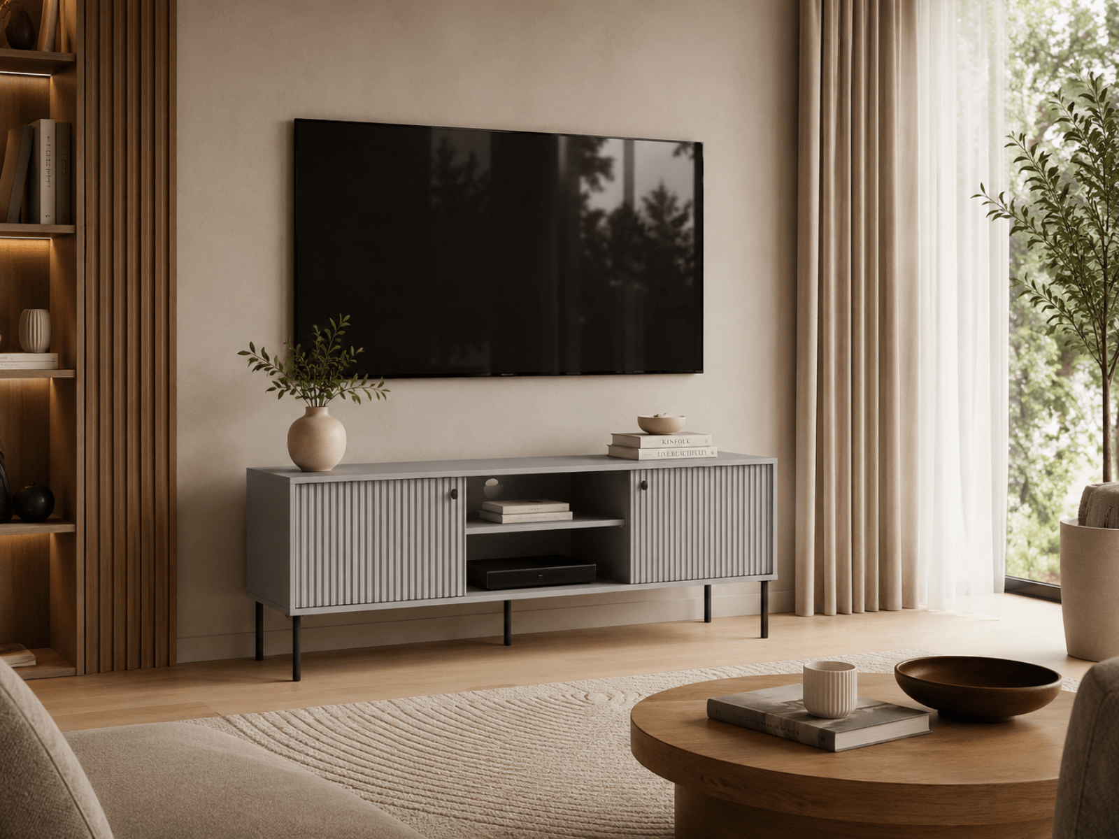 Meuble tv-hifi IRELIA 2 portes gris