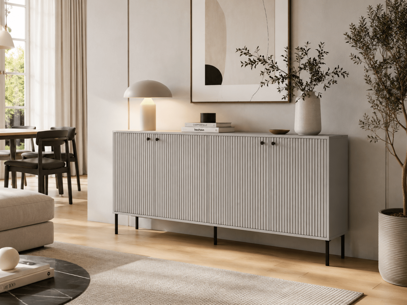 Buffet/bahut IRELIA 4 portes gris