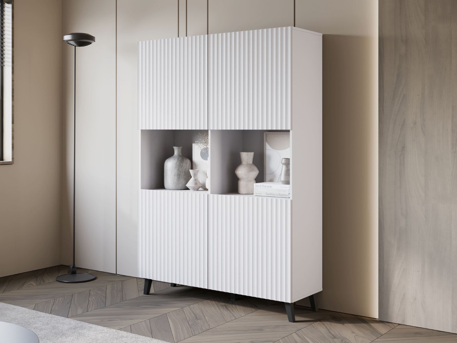 Commode haute FUKETTE 4 portes 120 cm blanc