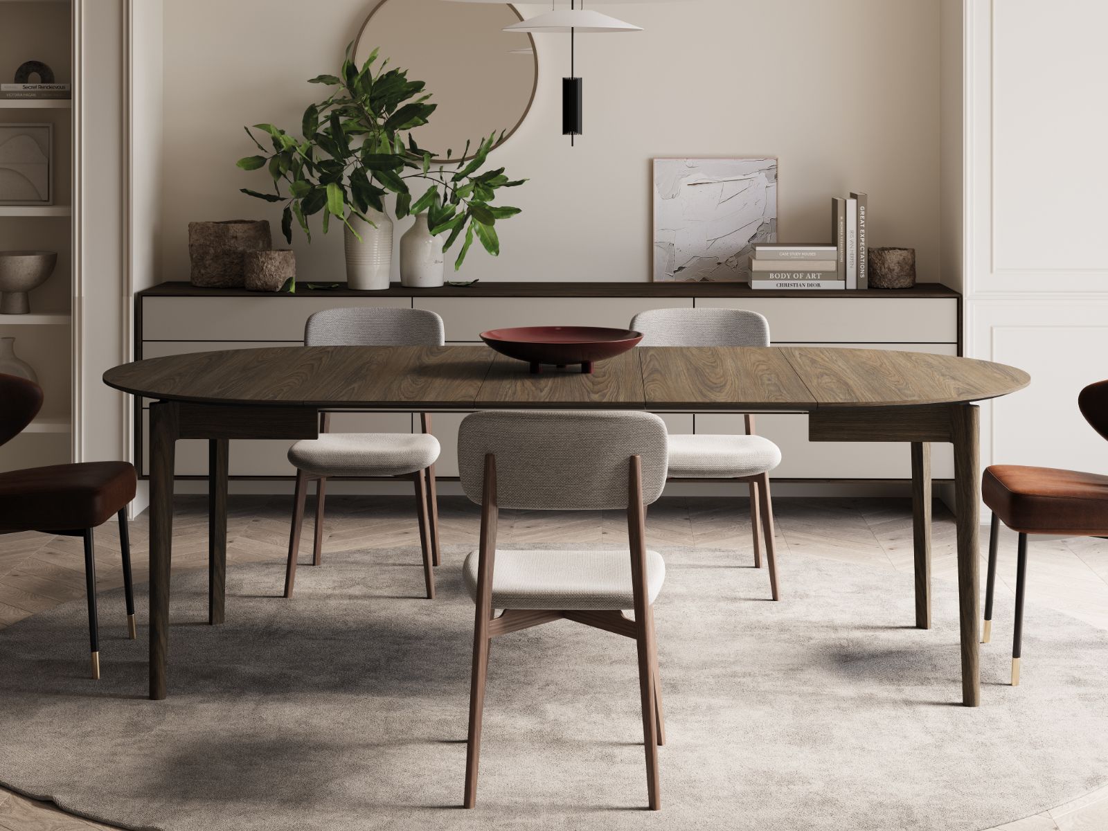 Table repas extensible PLOTY 120 > 240 cm chêne foncé