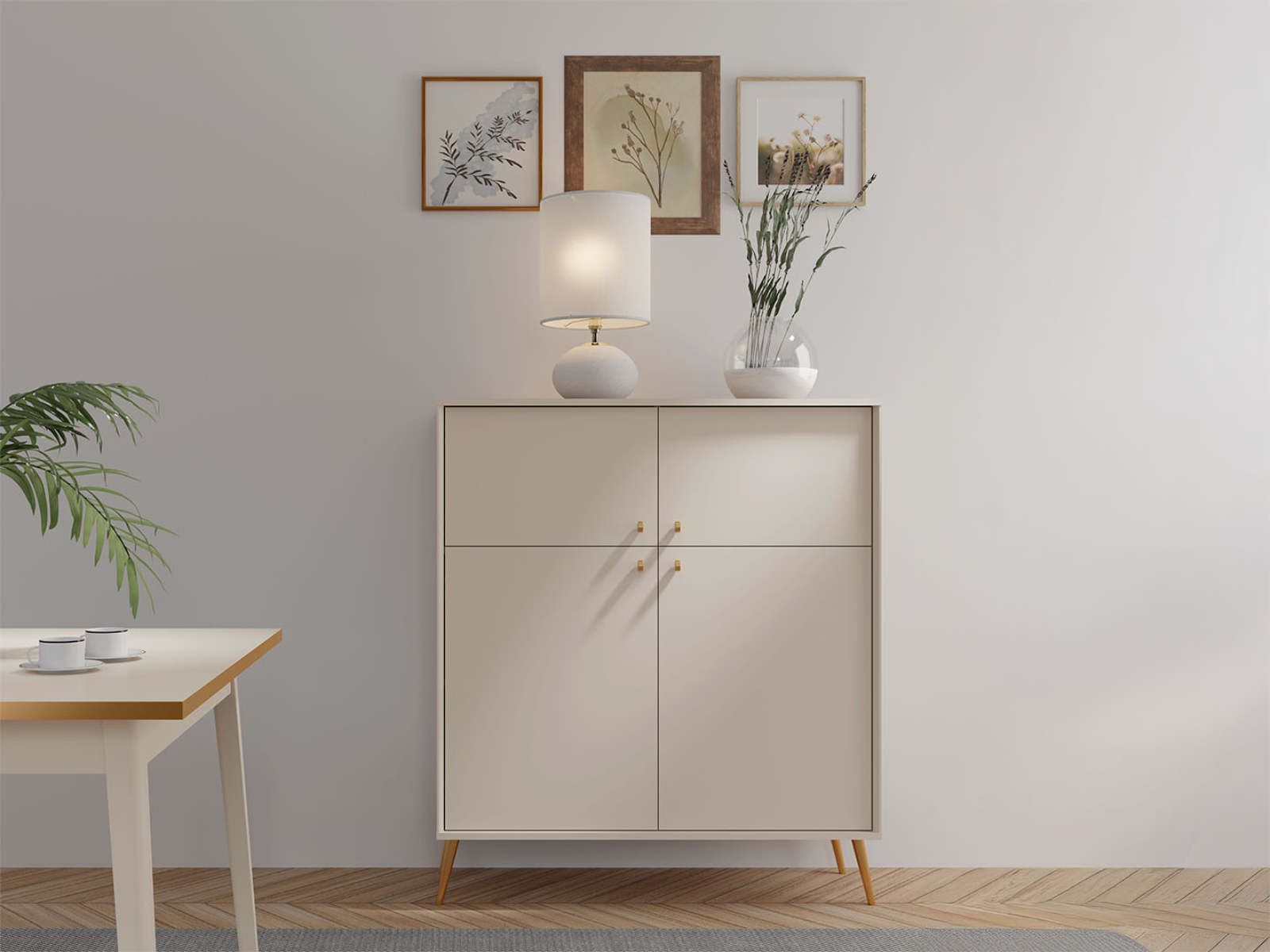 Buffet/bahut ROSSE 4 portes cachemire