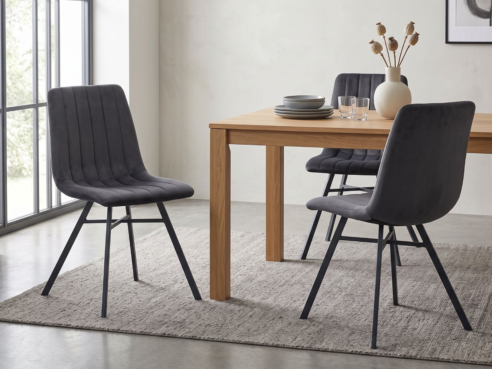 Lot de 4 chaises ELVITA gris anthracite