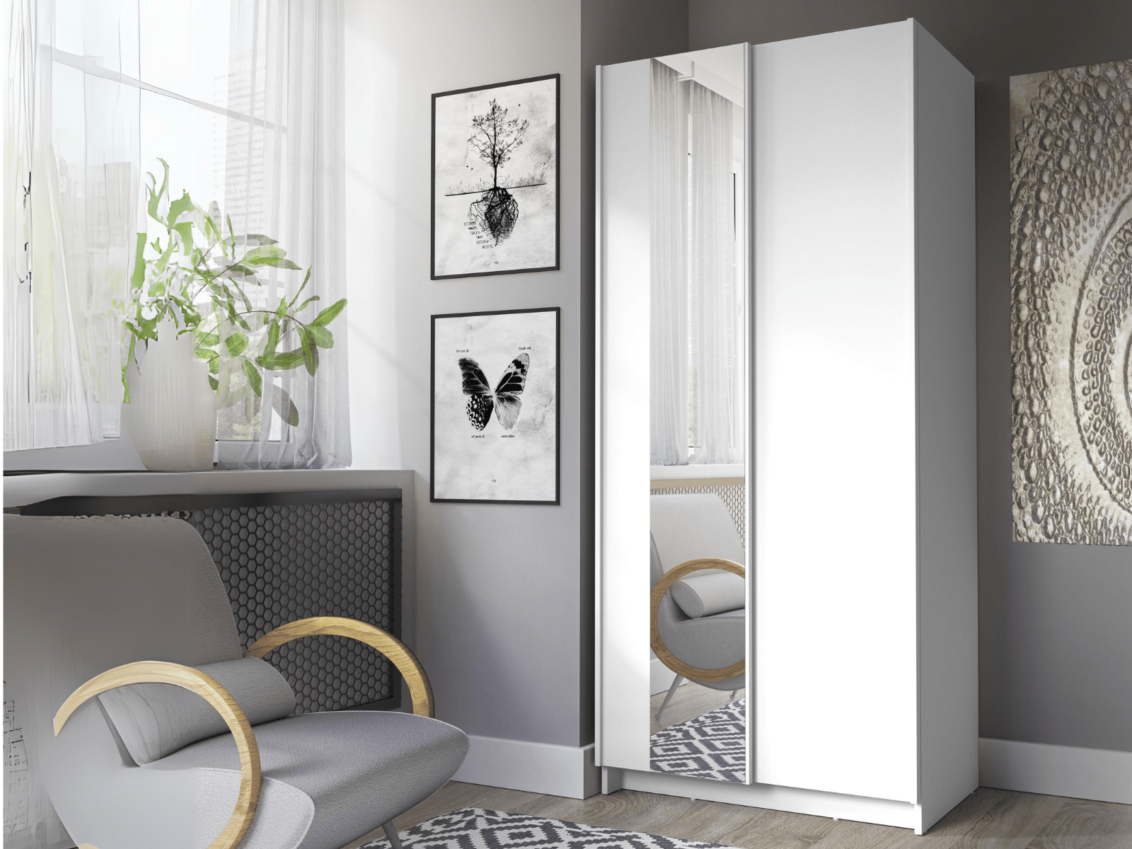 Armoire SAFIAT 2 portes coulissantes 80 cm blanc