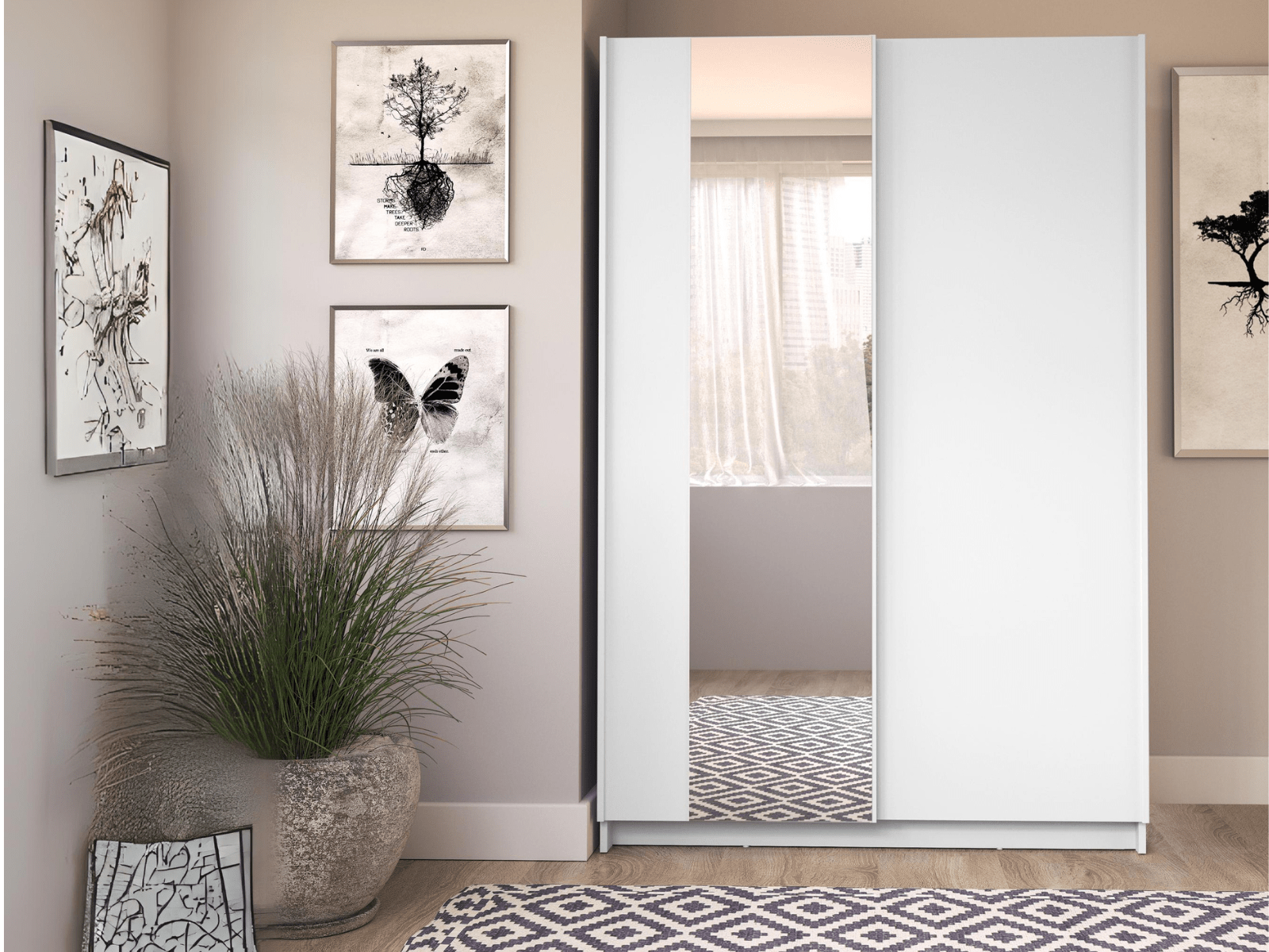 Armoire SAFIAT 2 portes coulissantes 120 cm blanc