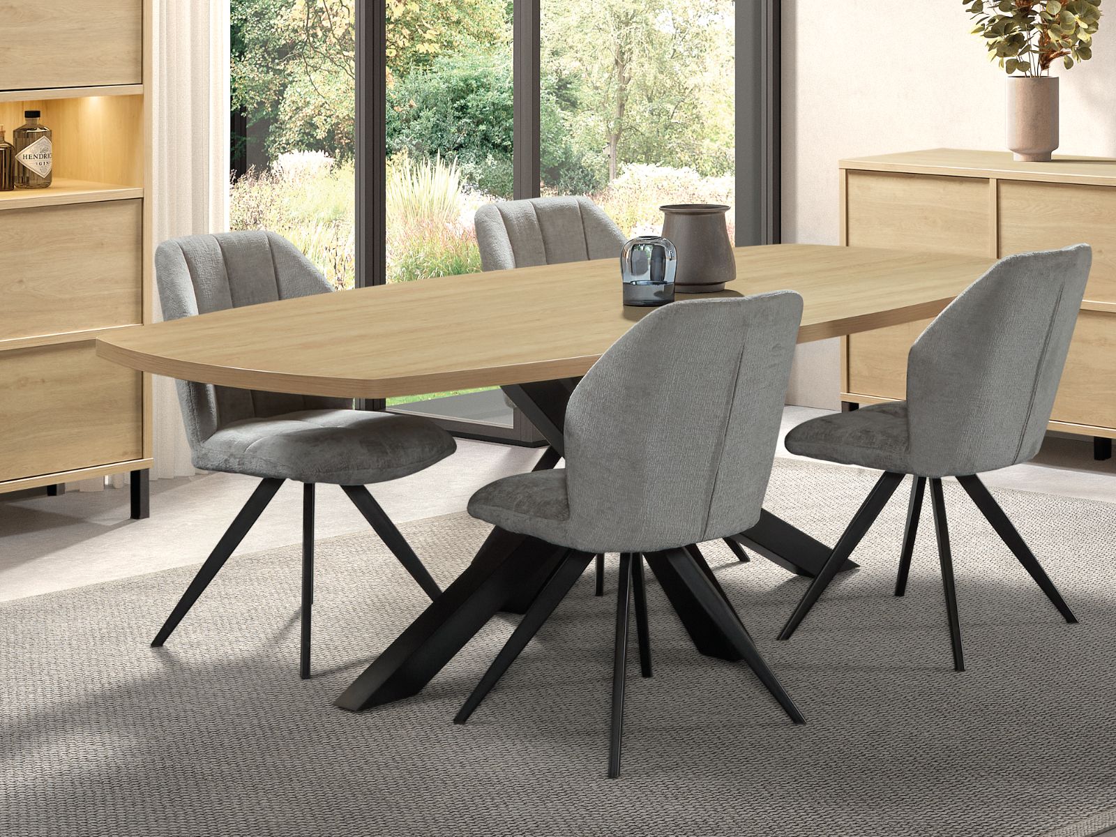 Table repas ovale AMBER 120x200 cm chêne urbain