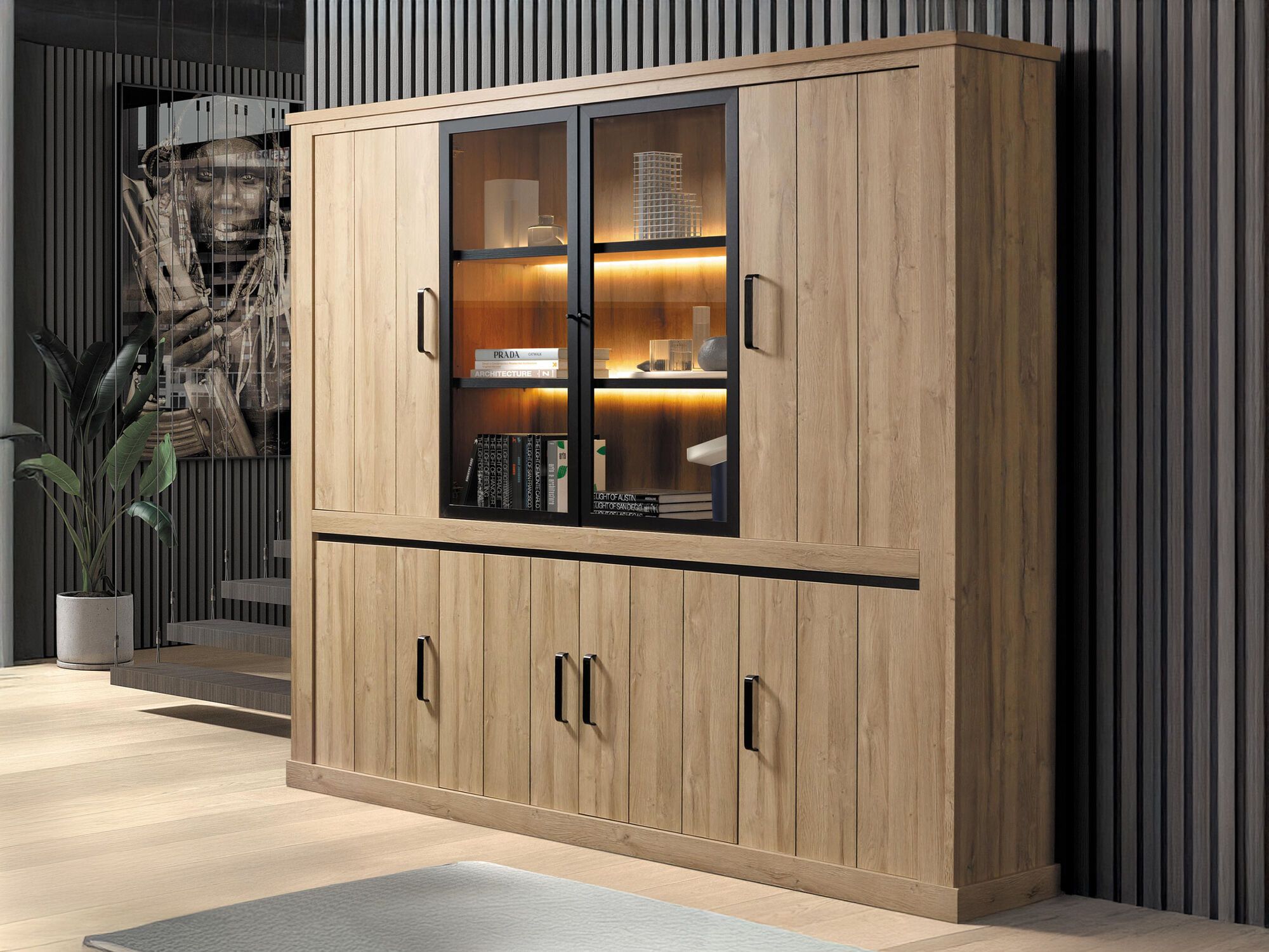 Vaisselier TIBOR 8 portes chêne français