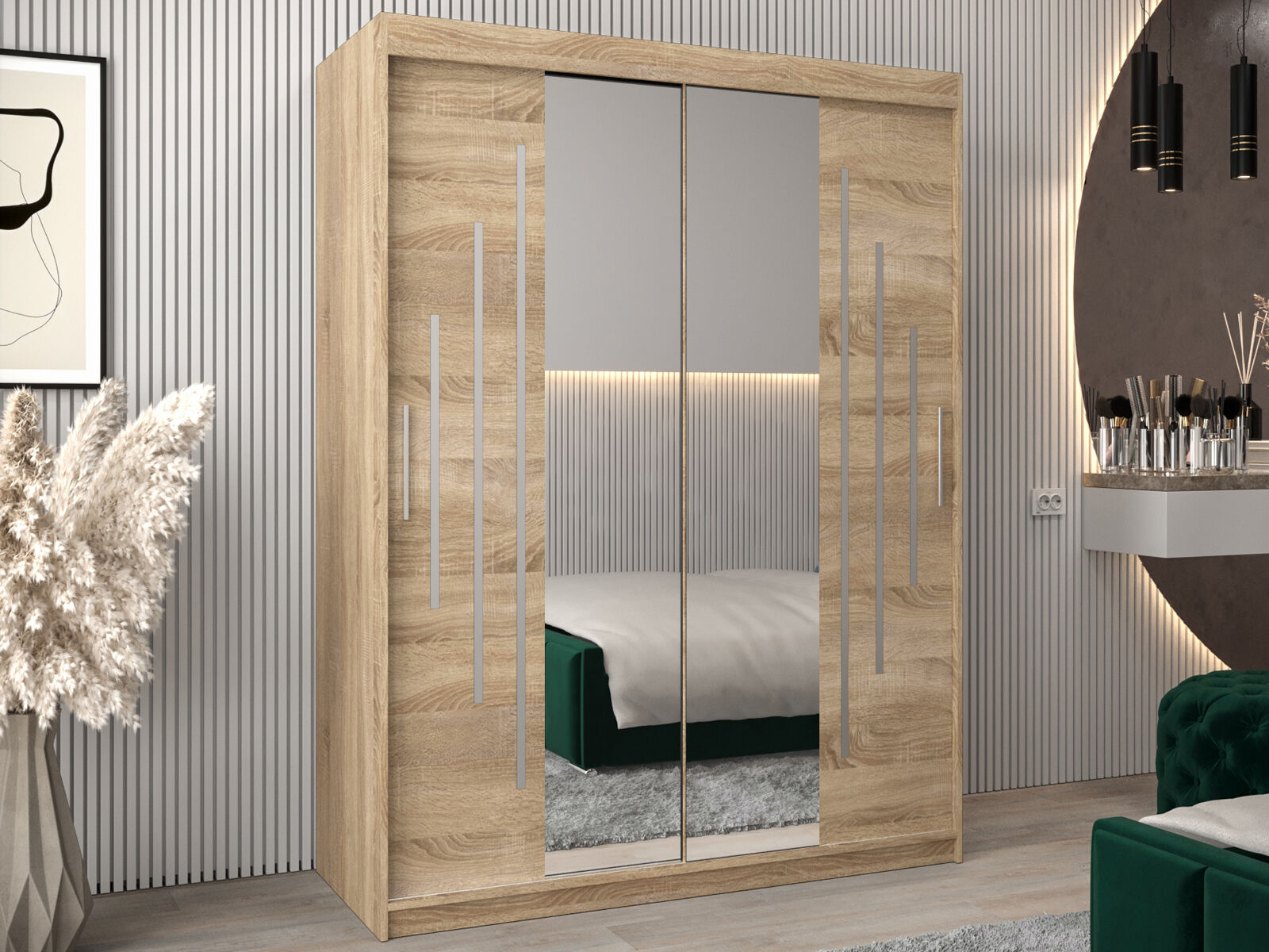 Armoire YORKSHIRE 2 portes coulissantes 150 cm sonoma