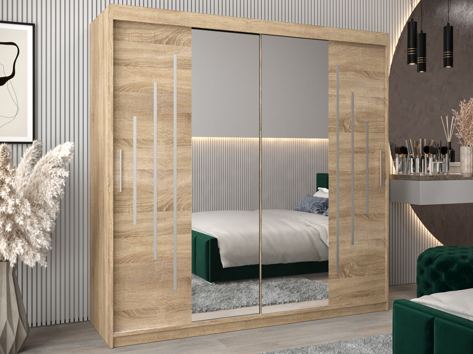 Armoire YORKSHIRE 2 portes coulissantes 200 cm sonoma