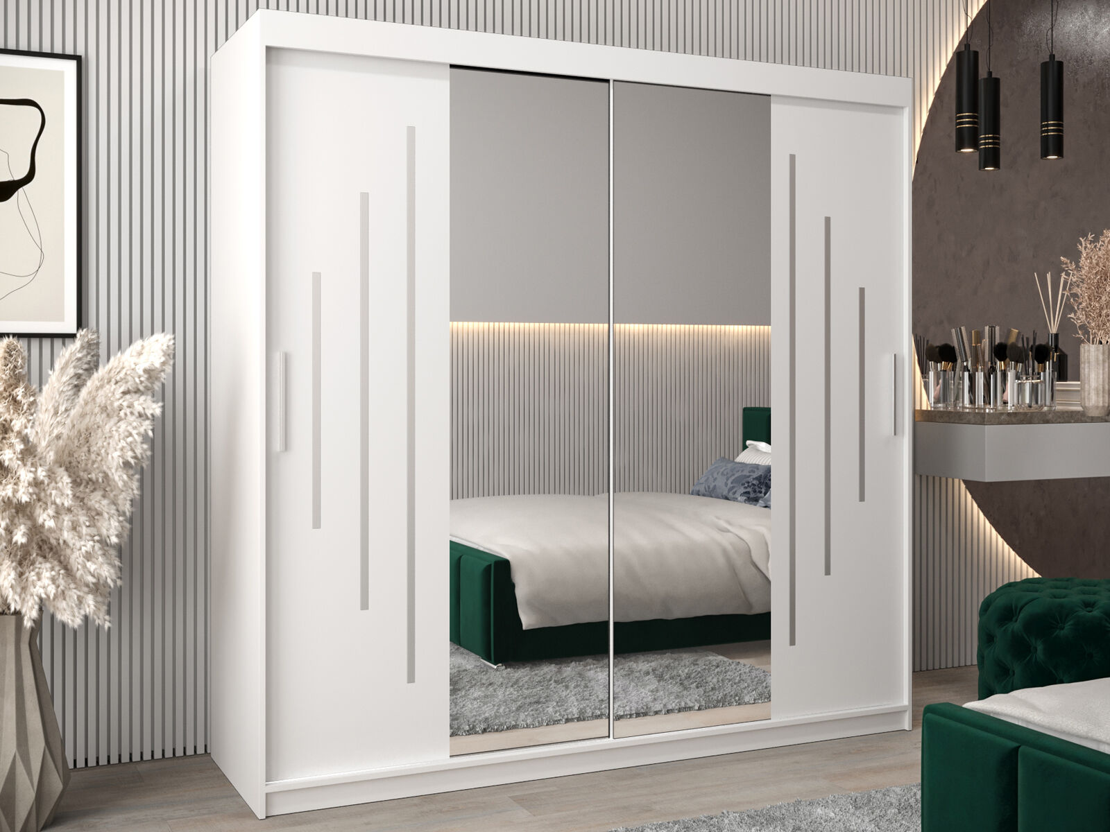 Armoire YORKSHIRE 2 portes coulissantes 200 cm blanc
