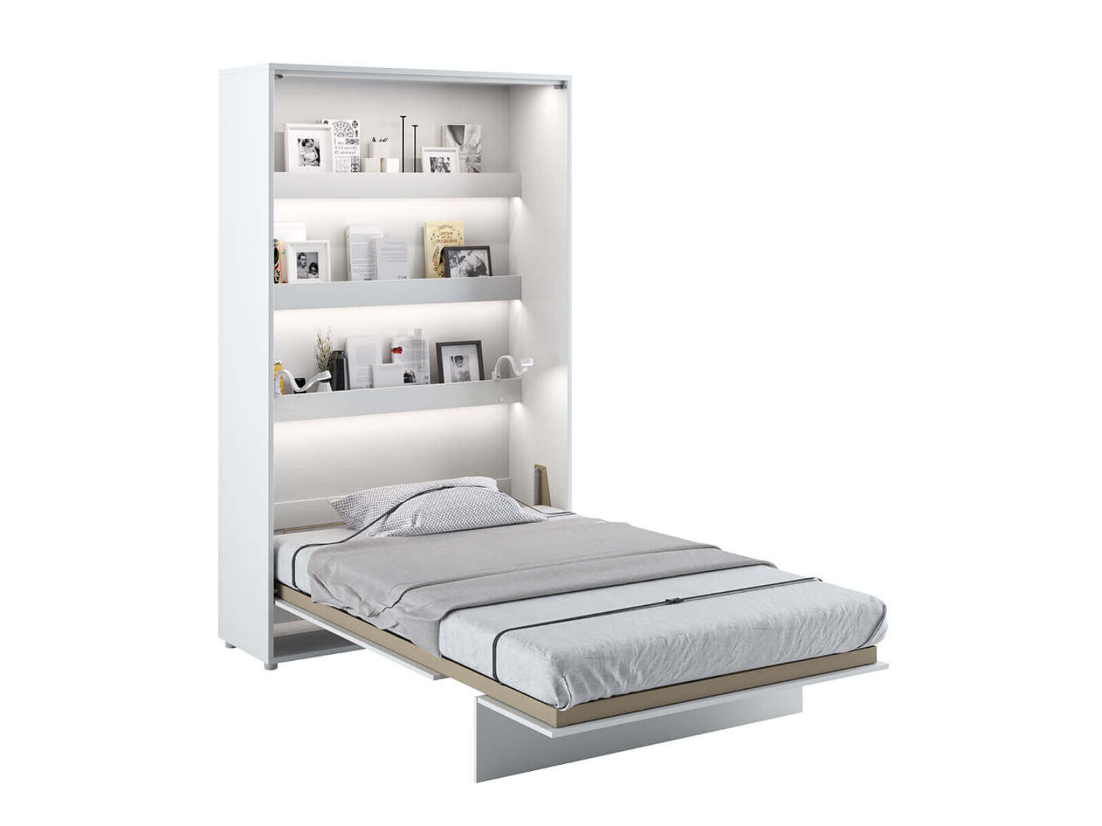 Lit mural escamotable CONCEPTION PRO 120x200 cm blanc/blanc brillant (vertical)