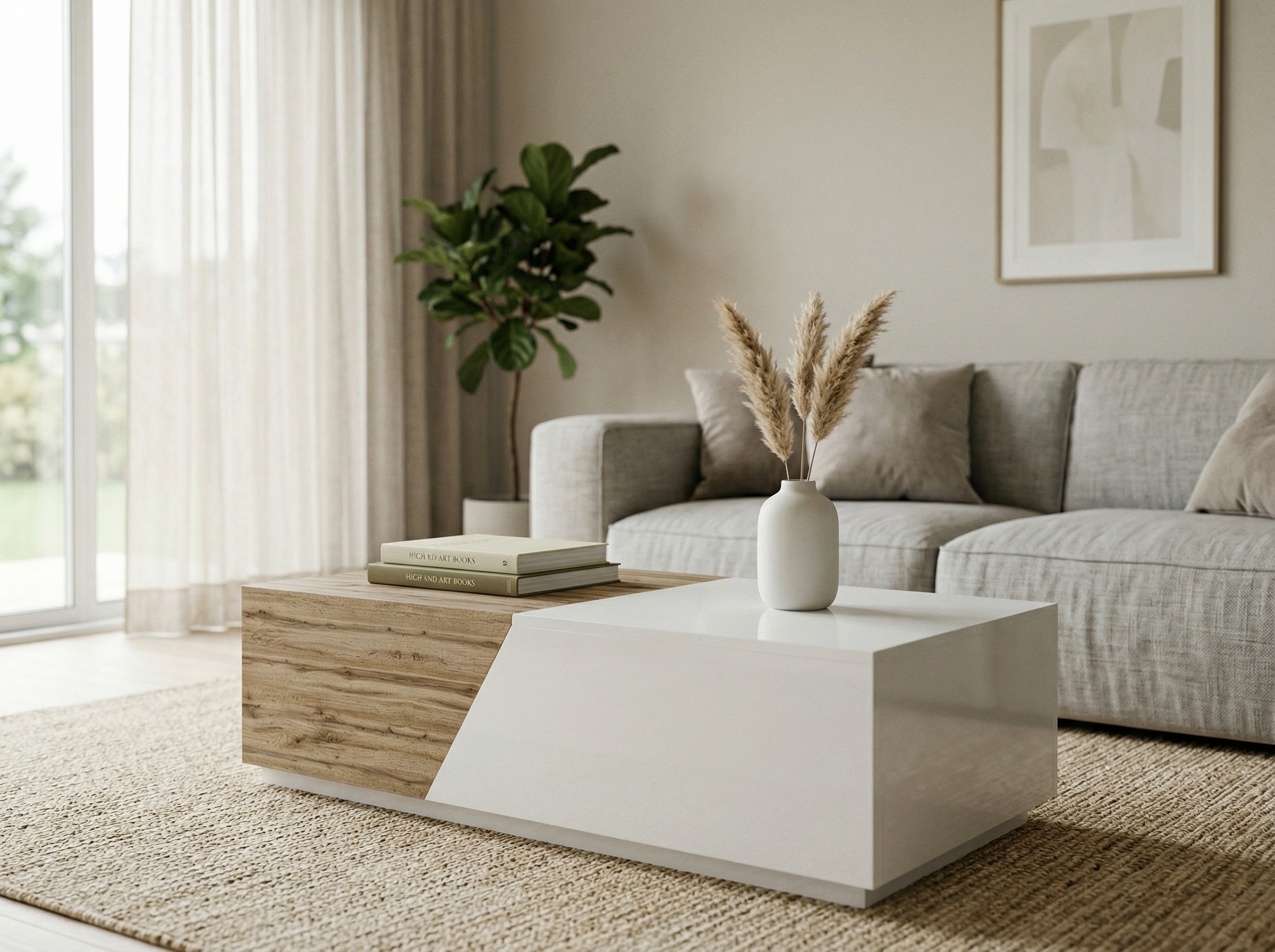 Table basse allongeable CESAR blanc/chêne wotan