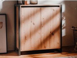 Commode DENZEL 2 portes chêne artisanal/anthracite