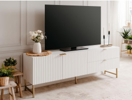 Meuble tv-hifi EDINA 2 portes 2 tiroirs blanc