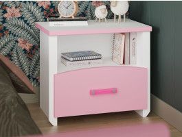 Chevet ROBINSON blanc/rose