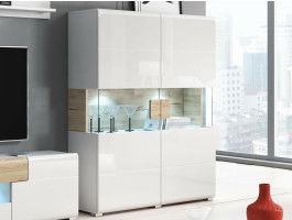 Vitrine TORERO 2 portes sanremo/blanc laqué