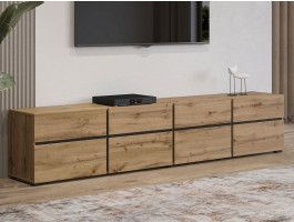 Meuble tv-hifi CROSSAIR 4 portes battantes 4 tiroirs chêne wotan
