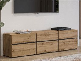 Meuble tv-hifi CROSSAIR 3 portes battantes 3 tiroirs chêne wotan