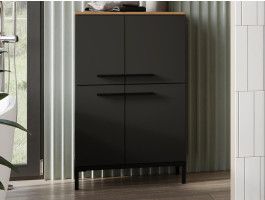 Commode YONA 4 portes chêne navarra/graphite