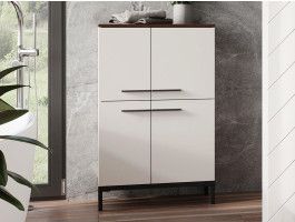 Commode YONA 4 portes cachemire/noyer