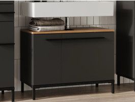 Meuble sous lavabo YONA 2 portes chêne navarra/graphite