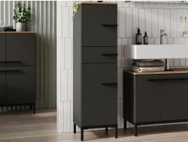 Armoire de salle bain YONA 2 portes 1 tiroir chêne navarra/graphite