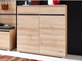 Meuble à chaussures LIVINGSTONE 2 portes 2 tiroirs chêne noble