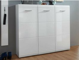 Meuble à chaussures PITTA 3 portes blanc brillant
