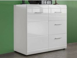Buffet/bahut PITTA 1 porte 3 tiroirs blanc brillant