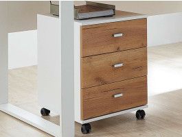 Caisson de bureau LISBONNE 3 tirois blanc/chêne navarra