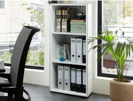 Bibliothèque MATERIA 3 niches blanc/blanc laqué