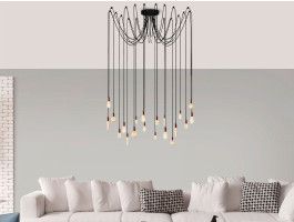 Luminaire suspendu JUDE 20 lampes noir