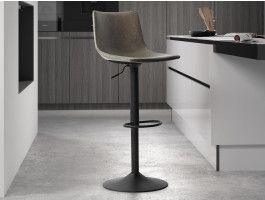 Tabouret de bar TREVOR 61>83 cm gris 
