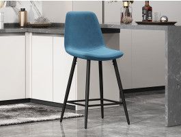 Tabouret de bar BOYATA velours bleu clair