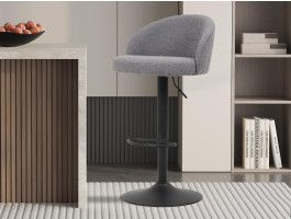 Tabouret de bar ARDOU tissu bouclé gris clair