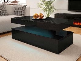 Table basse rectangulaire LESSIE noir brillant