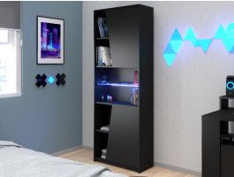 Bibliothèque GAMER 2 portes noir avec led