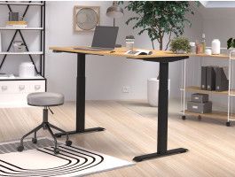 Bureau à hauteur variable électrique JETLAG 140 cm chêne navarra/noir