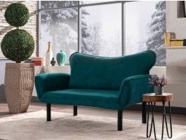 Canapé convertible CHATEL 2 places bleu pétrole