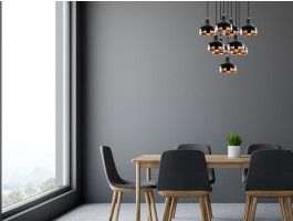 Luminaire suspendu GLASGOW 9 lampes noir