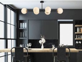 Suspension FAROUK 6 lampes noir