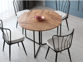 Table repas ronde pliable YARI Ø 100 cm pin atlantique